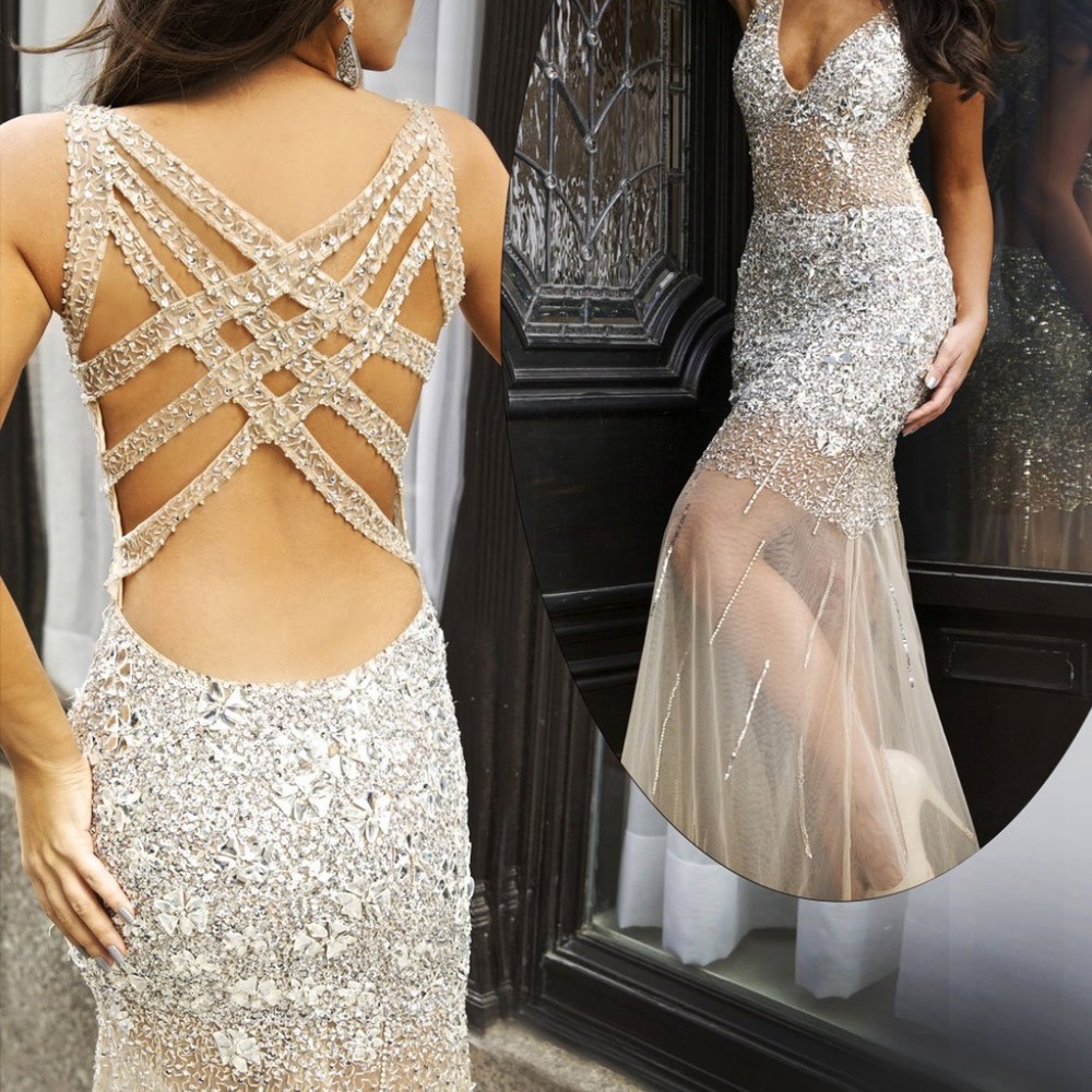 Jovani Silver Nude 90736 Size 2 - Picture 5 of 5